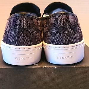 NIB COACH Cameron sig slip on loafer/slip-on smoke coal/black